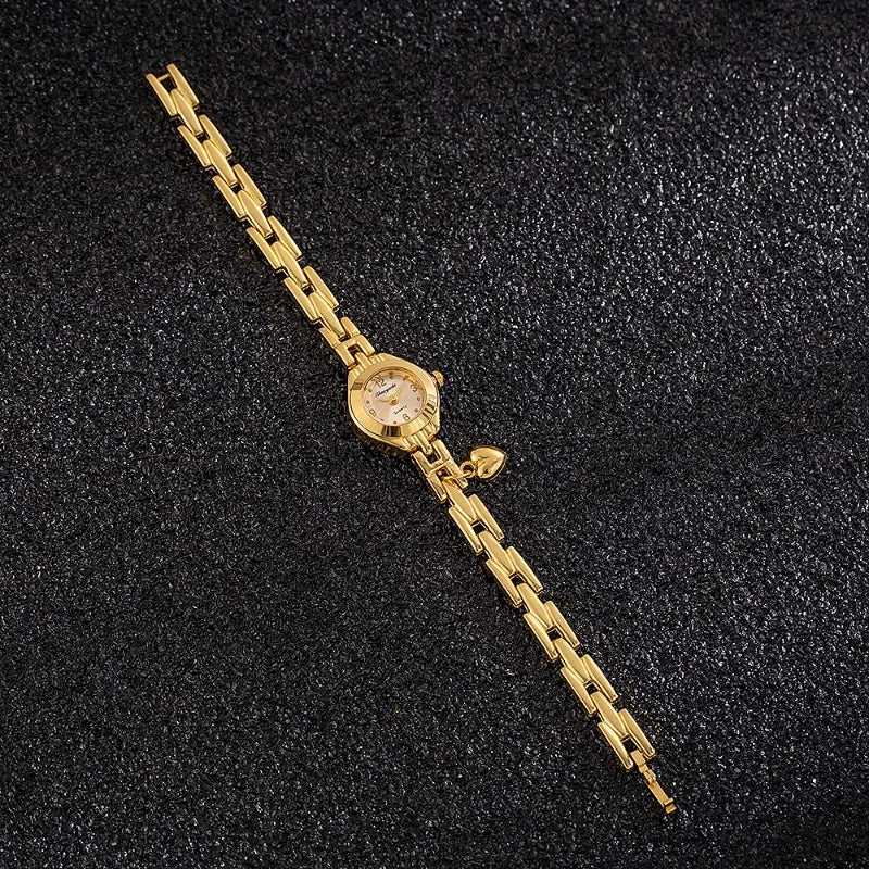 ساعات نسائية أنيقة ذات مينا صغير، ساعات يد ذهبية فاخرة للنساء، ساعات كوارتز بسيطة للنساء