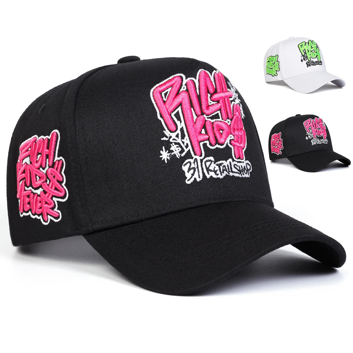 قبعات بيسبول للجنسين من RICH KIOS مطرزة بأحرف قابلة للتعديل للاستخدام في الهواء الطلق في الربيع والخريف وقبعة واقية من الشمس