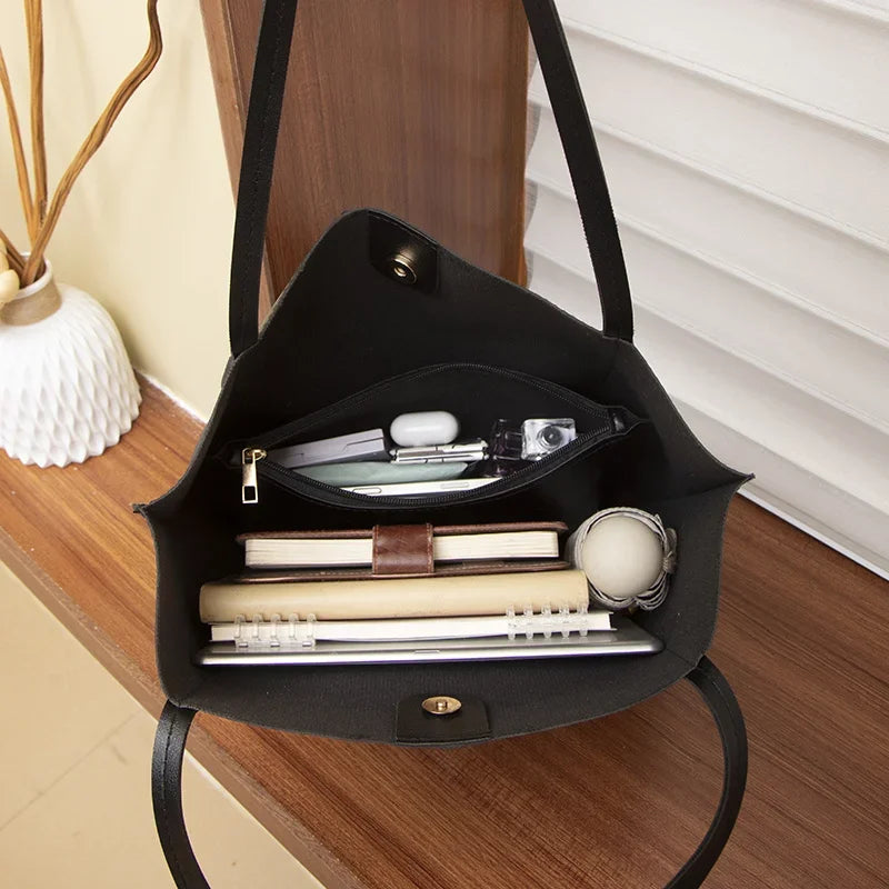 حقائب توت بسيطة وكبيرة السعة حقيبة كتف نسائية أنيقة بلون سادة وأسلوب بسيط حقيبة توت أنيقة للسفر خفيفة الوزن