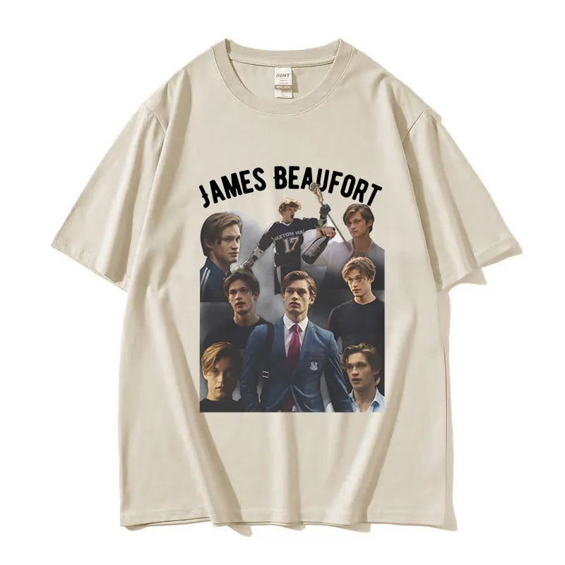 تي شيرت ماكستون هول جيمس بوفورت بطبعة جرافيكية للرجال، تي شيرت عصري بأكمام قصيرة، تي شيرت قطني كبير الحجم برقبة دائرية للجنسين
