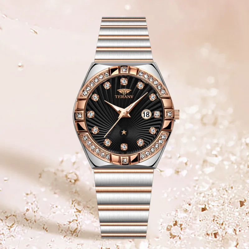 ساعة نسائية مضيئة فائقة النحافة، حركة كوارتز، تصميم فاخر بسيط