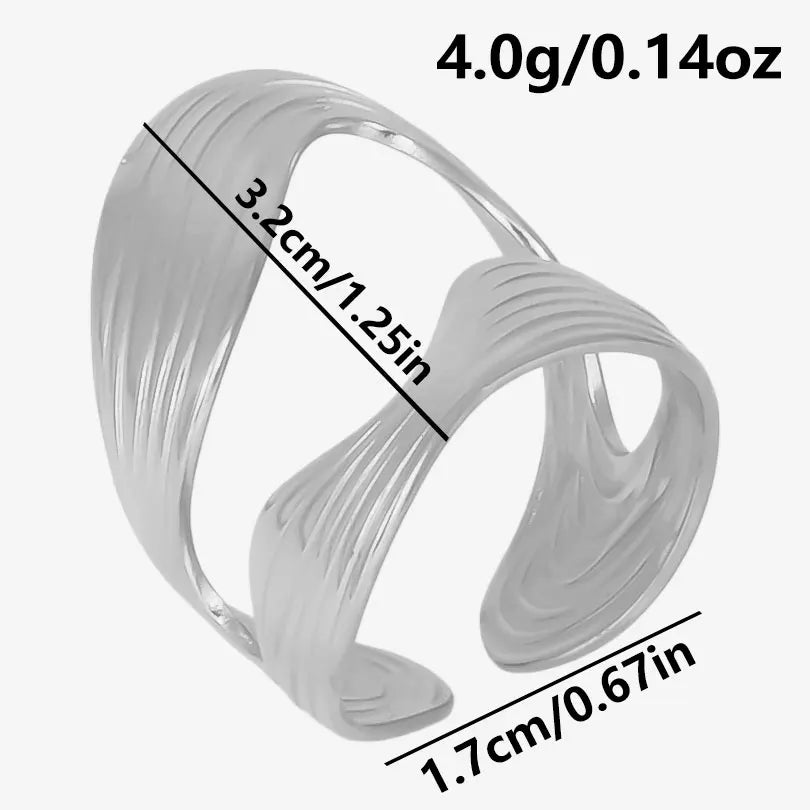 خاتم معدني عالي الجودة بتصميم غير منتظم ومجوف، مفتوح وقابل للتعديل، مصنوع من الفولاذ المقاوم للصدأ، مناسب للنساء والرجال، إكسسوارات مستوحاة من زهرة ونجمة البحر
