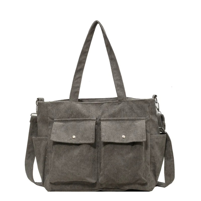 حقيبة يد نسائية جديدة عتيقة متعددة الجيوب من قماش مخملي بسعة كبيرة وحقيبة كتف نسائية كاجوال متقاطعة للتنقل