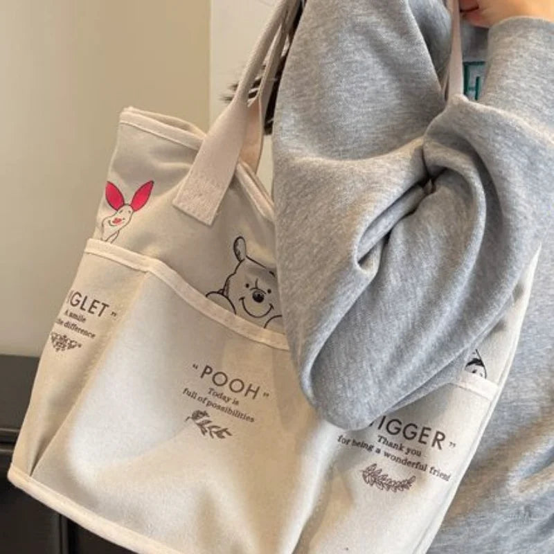 حقيبة يد نسائية من ديزني بير، ماركة فاخرة، حقيبة يد نسائية كبيرة الحجم متعددة الاستخدامات بتصميم كرتوني أنيق، حقيبة تسوق عصرية