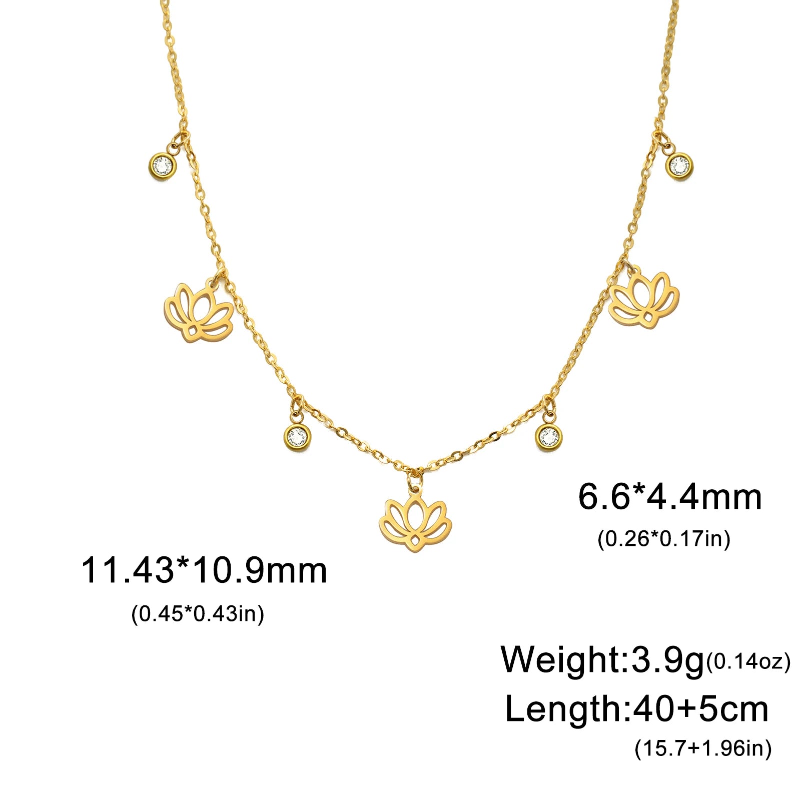 Lucktune Lotus Flower Zircon Pendant Necklace for Women Bohemian Stainless Steel Choker Chain Necklace Jewelry Birthday Gift New