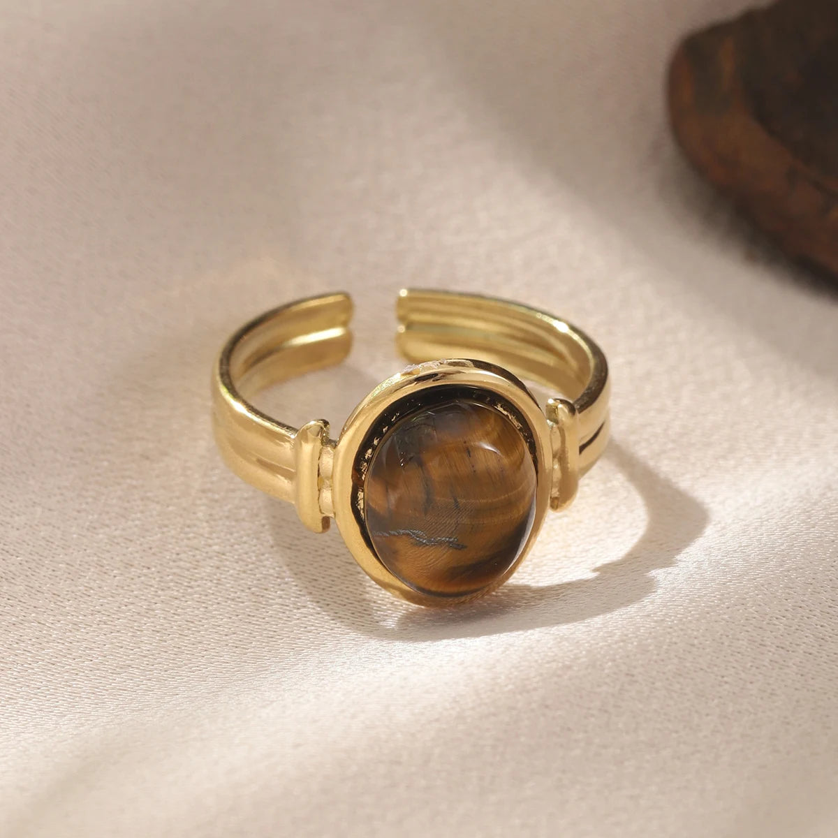 خاتم نسائي من الفولاذ المقاوم للصدأ من كرينج كوكو، قابل للتعديل، بتصميم شجرة الحياة، مرصع بأحجار الراين، خاتم أنيق للمواعدة للنساء