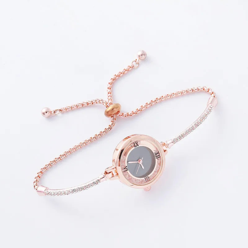 ساعة نسائية جديدة مرصعة بأحجار الراين، بسوار رفيع، ساعة كوارتز تناظرية نسائية، هدية ساعة نسائية