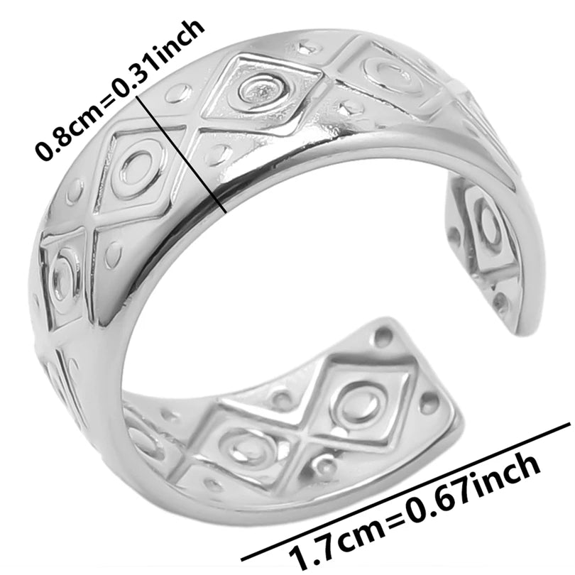 1 قطعة من خواتم عين النمر الكلاسيكية المصنوعة من الفولاذ المقاوم للصدأ القابلة للتعديل والمفتوحة للنساء والرجال إكسسوارات خاتم إصبع ذهبي اللون