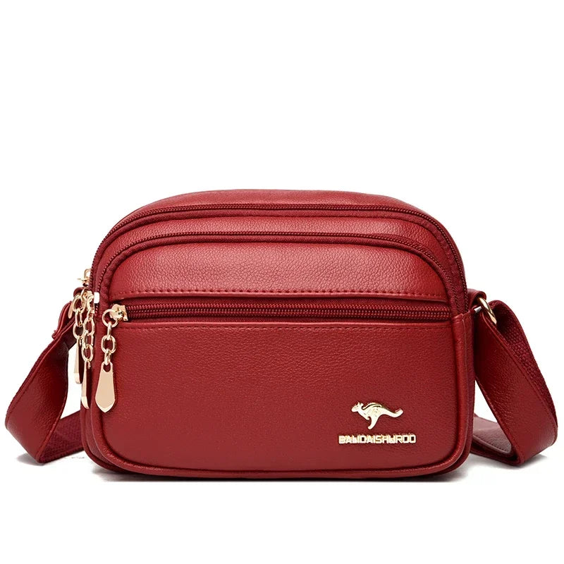 حقيبة كتف نسائية أنيقة من الجلد الناعم عالية الجودة، حقيبة متعددة الجيوب ومقاومة للاهتراء، حقيبة يد فاخرة للسيدات