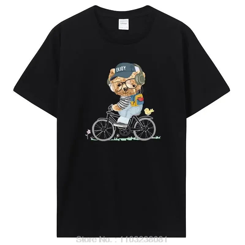 تي شيرت رجالي مضحك على شكل دب غولف للبيع الساخن، تي شيرت صيفي كاجوال من القطن، ملابس للجنسين، تي شيرت رجالي، ملابس الشارع، هاراجوكو