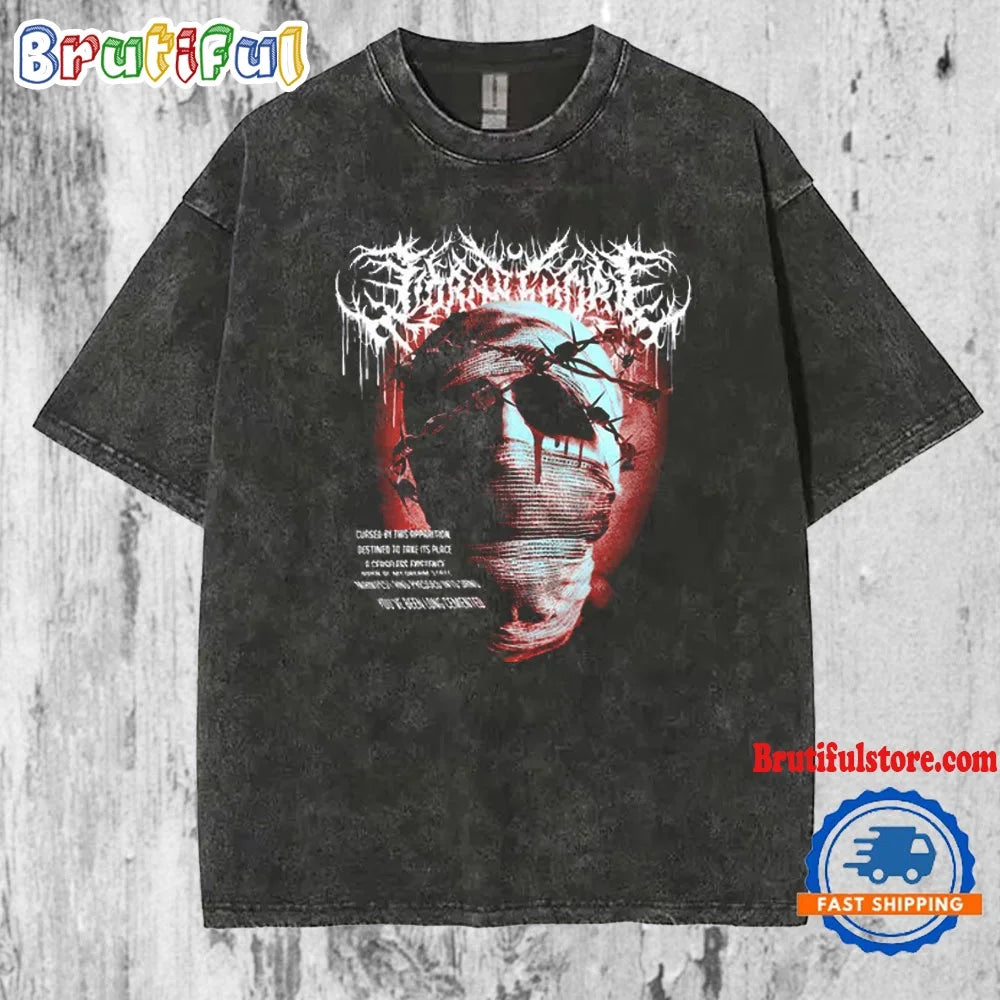 تي شيرت رجالي ونسائي مطبوع عليه رسومات فرقة لورنا شور سيمفونية ديثكور، جولة عالمية، ألبوم جديد، مقاس كبير، من ميركاه، مصنوع من القطن المغسول