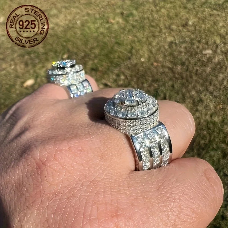 خواتم فاخرة من الفضة الإسترلينية عيار 925 للرجال، خاتم هيب هوب مرصع بالزركون، خاتم بينكي للرجال، مجوهرات بانك للأعمال، هدية