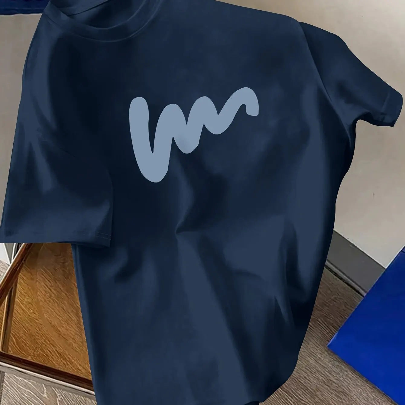 تيشيرت صيفي رجالي قطني 100%، مريح، فضفاض، واسع، مطبوع عليه نقش إبداعي، رياضي، بياقة دائرية وأكمام قصيرة