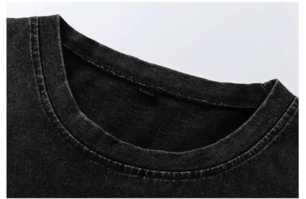 تي شيرت رجالي بنمط الشارع على نمط انستغرام، تي شيرت مغسول بطباعة حروف داكنة اللون، تي شيرت باهت على الطراز القوطي، تي شيرت مغسول بالحامض