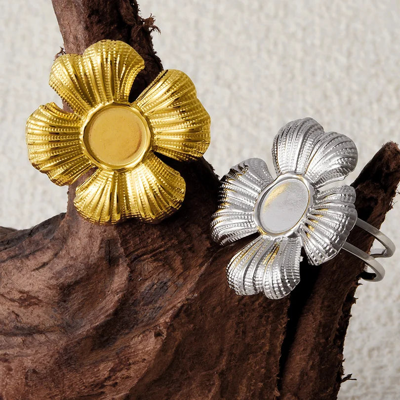 5 قطع/مجموعة خواتم من الفولاذ المقاوم للصدأ، لون ذهبي، قابلة للتعديل، مفتوحة، بتصميم عصري، مجوهرات نسائية أنيقة، لا يتغير لونها