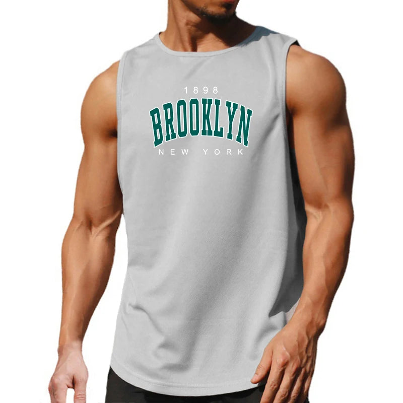 1898 Brooklyn New York Printed Summer Fashion Sports Tank Tops Mens Quick Dry Running Vest Mesh Gym Clothing Basketball Jerseys