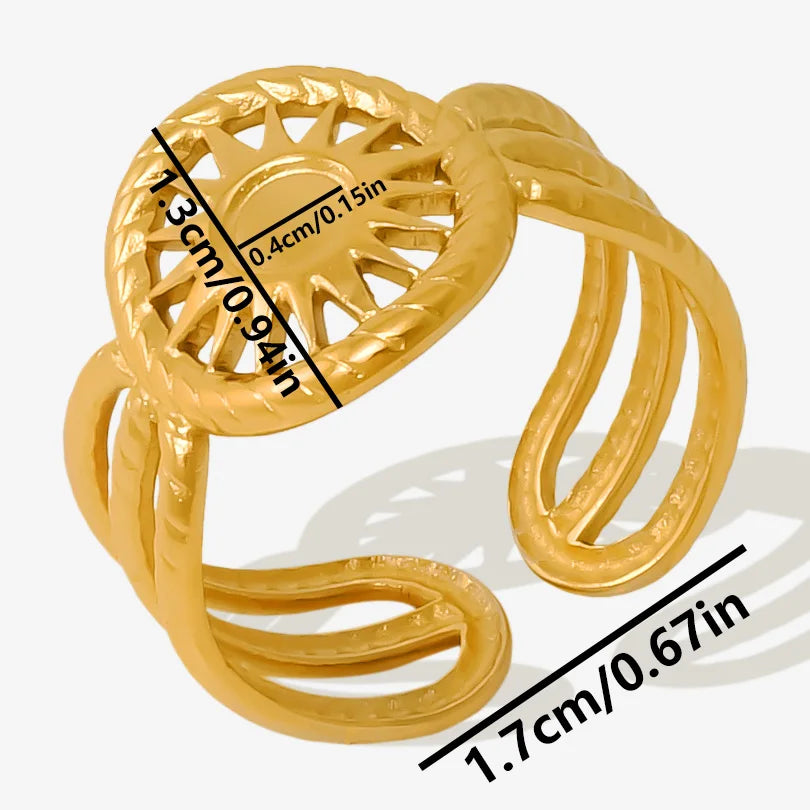5 قطع/مجموعة خواتم من الفولاذ المقاوم للصدأ، لون ذهبي، قابلة للتعديل، مفتوحة، بتصميم عصري، مجوهرات نسائية أنيقة، لا يتغير لونها