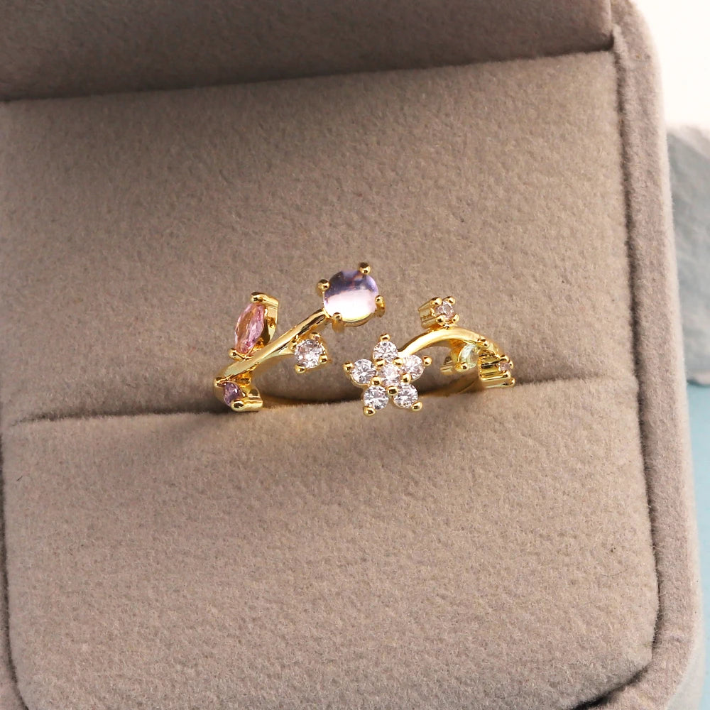 خواتم زهور مرصعة بالزركون المكعب بألوان زاهية ومتألقة للنساء، خاتم فاخر مزين بفيونكة من الزركون الوردي، مجوهرات زفاف للزوجة والصديقة