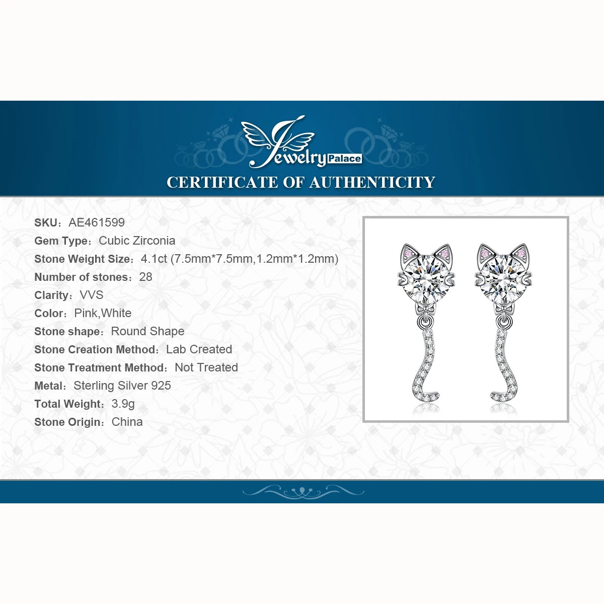 مجوهرات بالاس - وصل حديثًا: أقراط متدلية مرصعة بحجر كريم دائري عيار 4 قيراط من الفضة الإسترليني عيار 925 على شكل قطة تهز ذيلها، هدية مثالية للنساء والفتيات