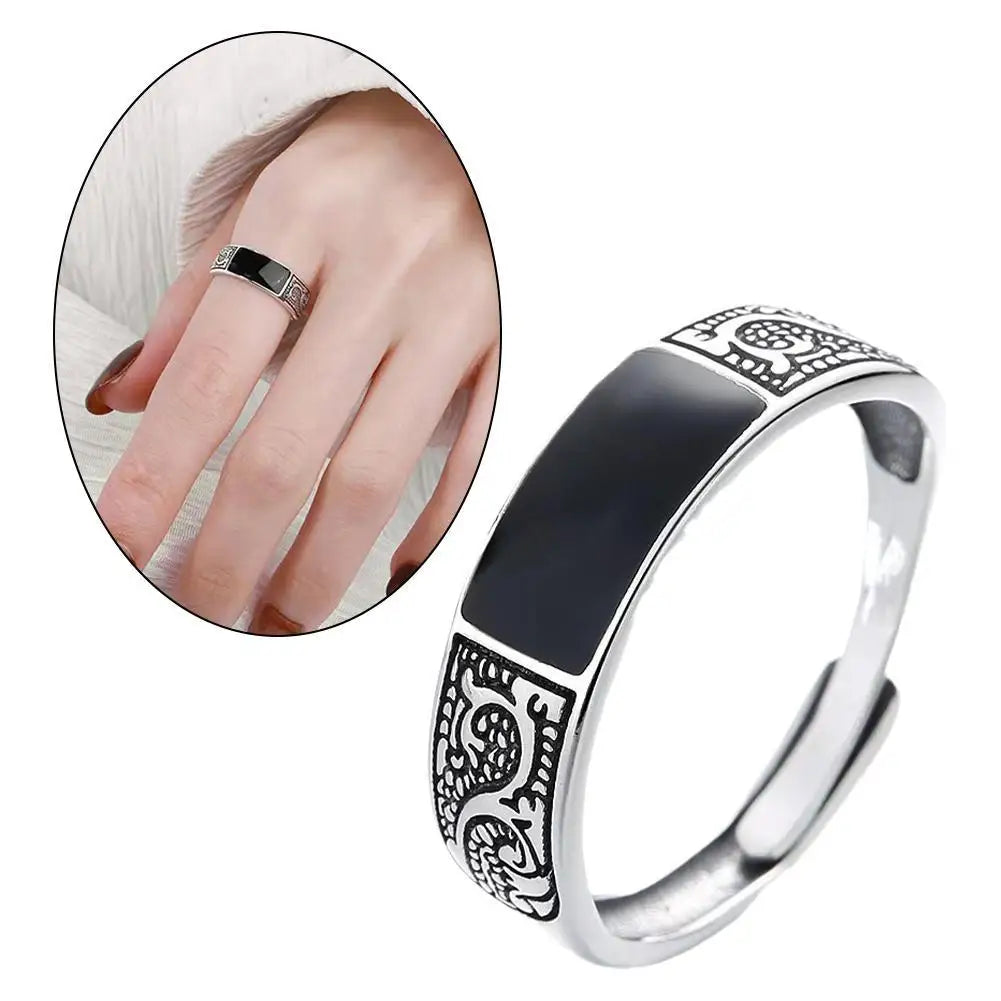 خواتم بسيطة بنمط تنين للرجال والنساء، خاتم مفتوح من النحاس بتصميم عتيق، سلسلة سوداء، إكسسوارات مجوهرات بانك