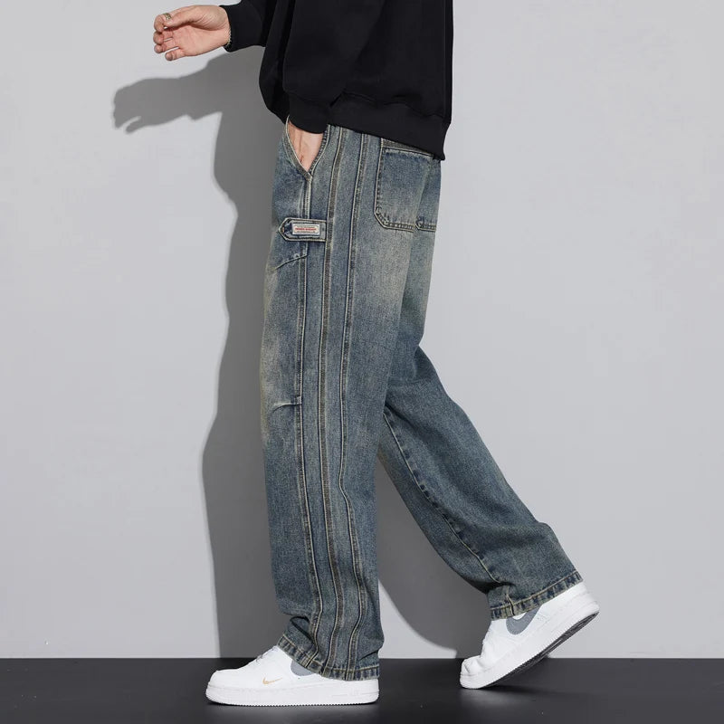 N Jeans Men 2025 New Fall and Winter Retro Fashion Brand Wash Loose Straight-leg Long Pants Men