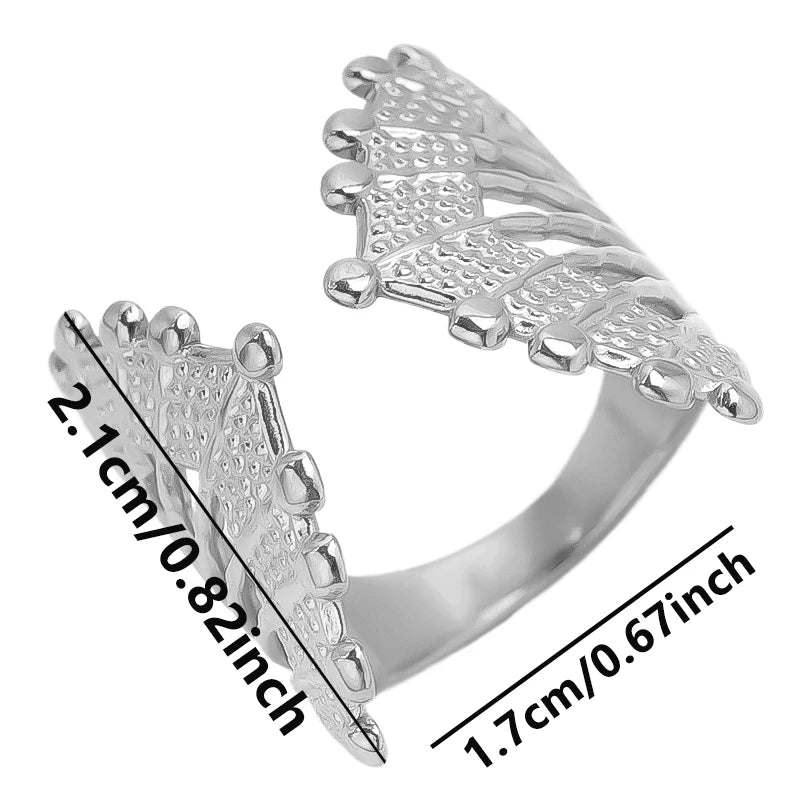 خاتم واحد من الفولاذ المقاوم للصدأ، مقاوم للماء، بتصميم مميز، مفتوح، ذو ملمس بارز، بتصميم عتيق مجوف وغير منتظم، متعدد الطبقات.