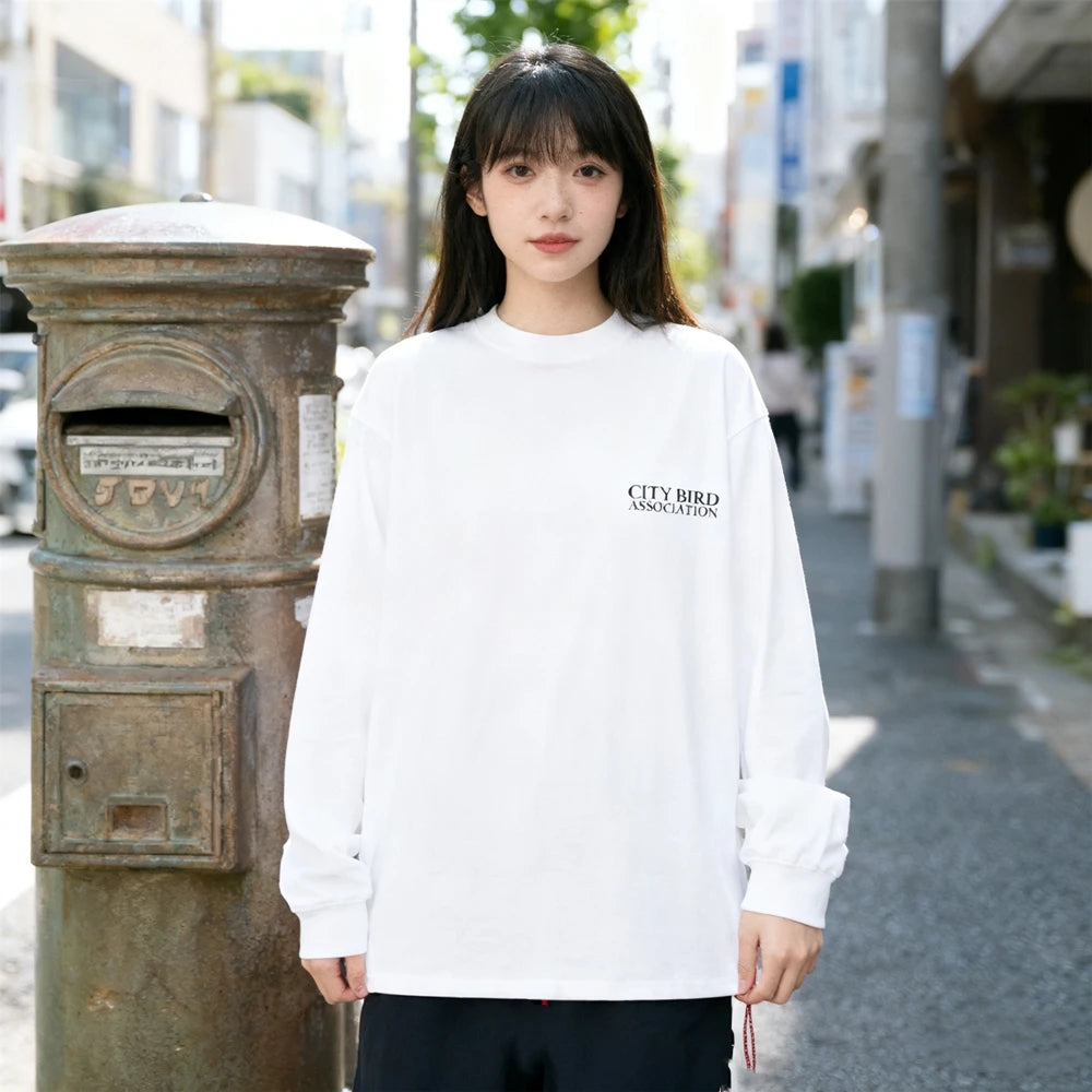 تي شيرت KUCLUT 1:1 300GSM فاخر عالي الجودة مطبوع بأكمام طويلة تي شيرت فضفاض غير رسمي مقاس كبير 100% قطن للرجال والنساء