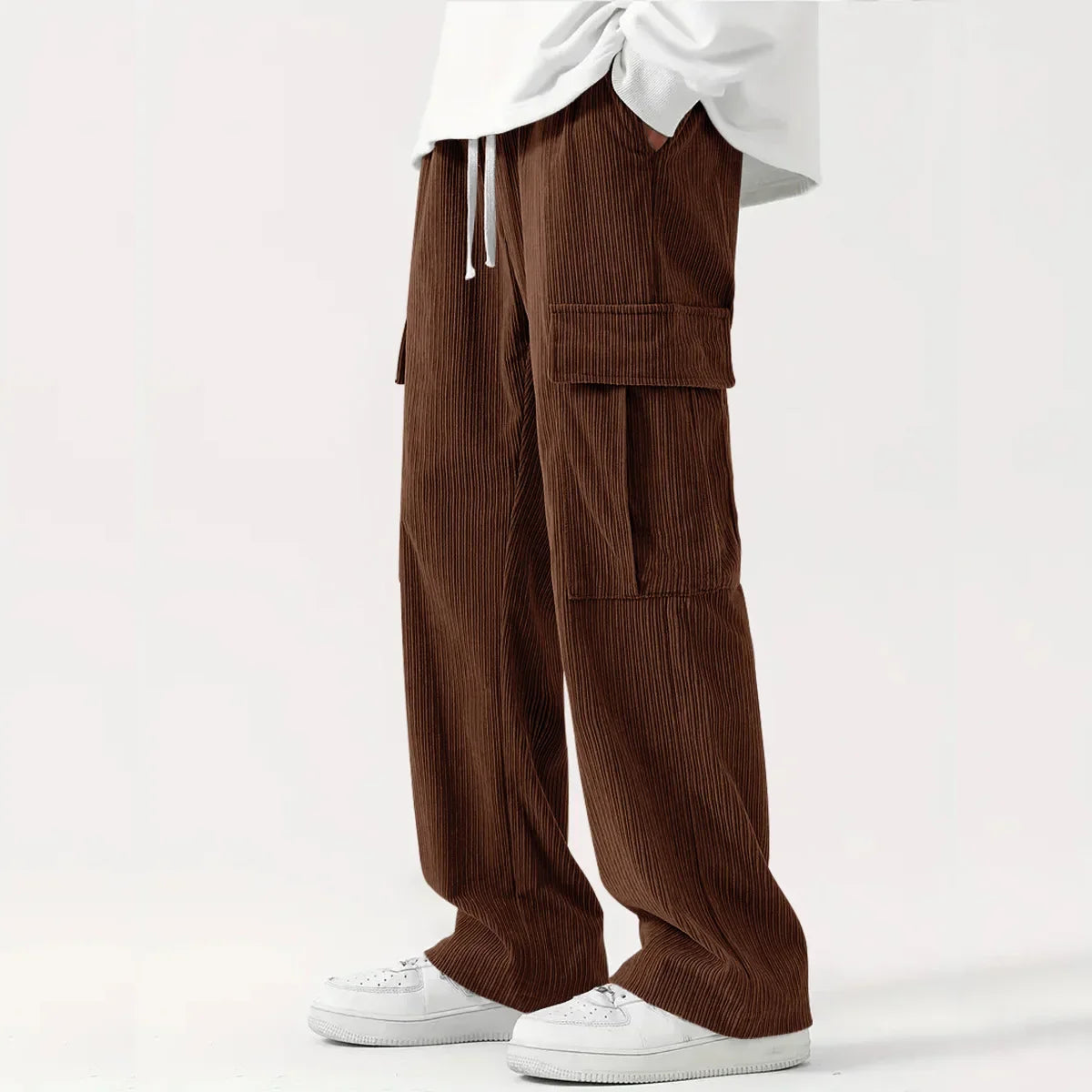 Men's Corduroy Casual Pants High Street Trend Loose Wide-leg Straight Versatile European American Style