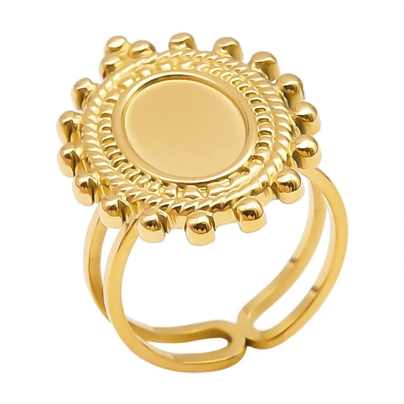 خمس قطع من حلقات قابلة للتعديل مطلية بالذهب ومصنوعة من الفولاذ المقاوم للصدأ، مثالية للنساء، هدية رائعة للفتيات، لا يتغير لونها أبداً.