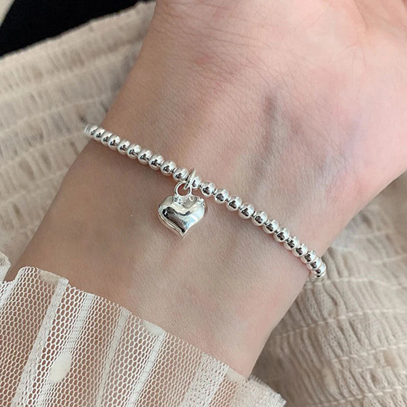 سوار PANJBJ من الفضة الإسترلينية عيار 925 عالي الجودة للنساء مصنوع من خرز الحب الكوري مجوهرات حلوة هدية شحن مباشر