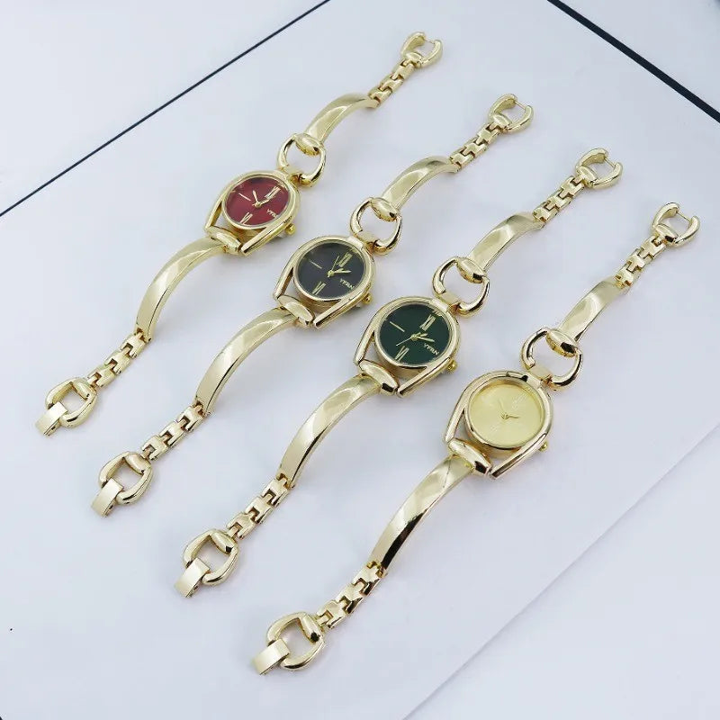 Ladies Vintage Button Hand Bracelet Watch - Casual & Fashionable