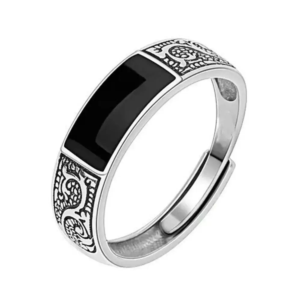 خواتم بسيطة بنمط تنين للرجال والنساء، خاتم مفتوح من النحاس بتصميم عتيق، سلسلة سوداء، إكسسوارات مجوهرات بانك