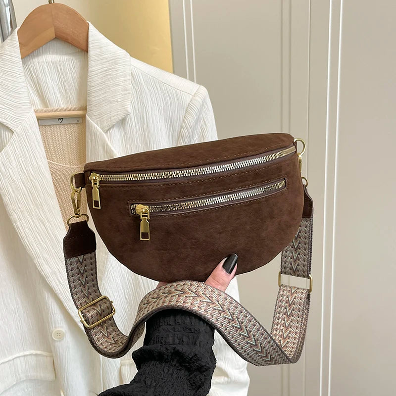 حقيبة صدر نسائية من جلد الغزال الصناعي لفصل الشتاء لعام 2025، حقيبة خصر عصرية، حقيبة خصر، حقيبة سفر غير رسمية، حقيبة كتف نسائية، حقيبة هاتف، محفظة