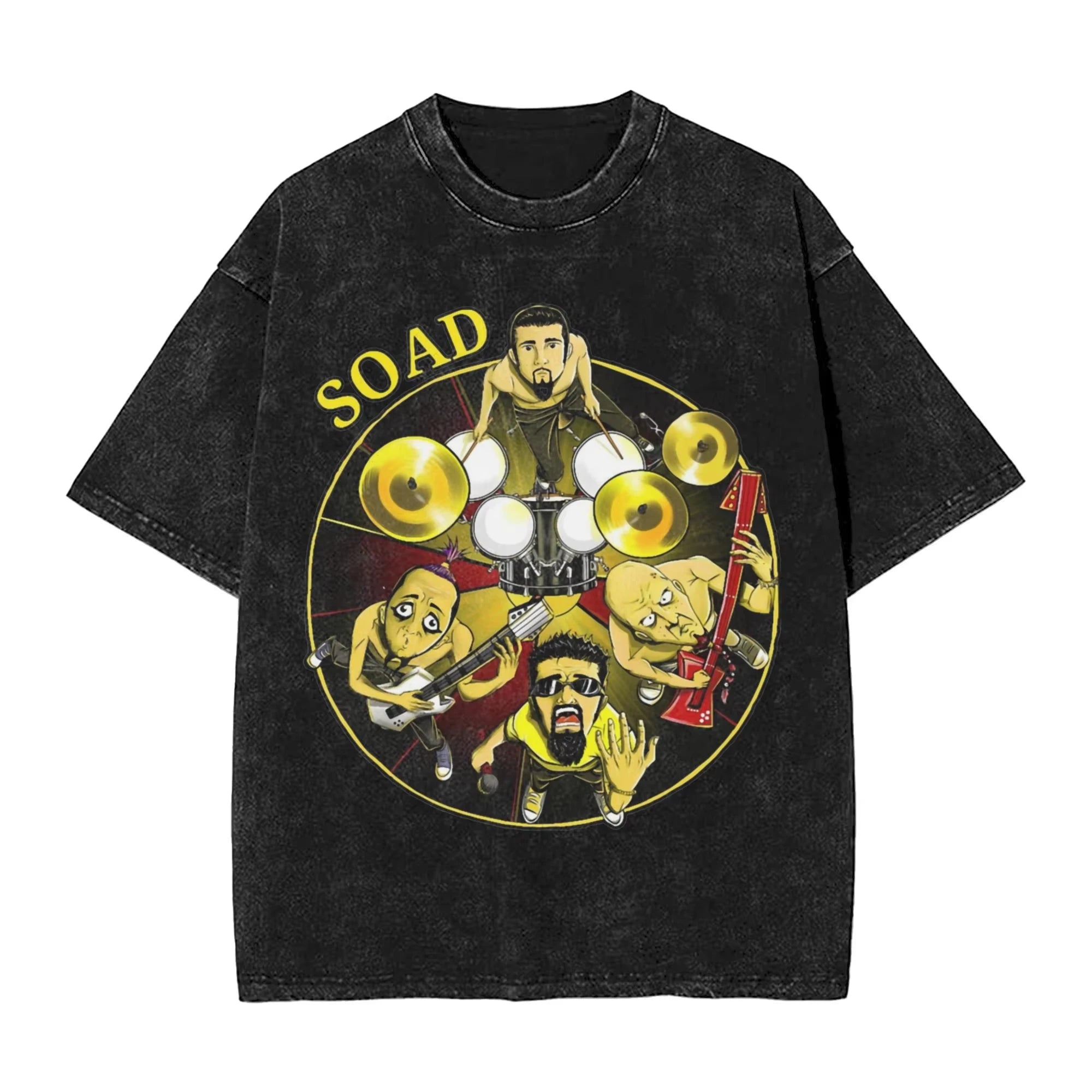 تي شيرت روك واشد، تي شيرت ستريتوير هيب هوب، تي شيرت SYSTEM OF A DOWN SOAD للرجال والنساء، 100% قطن، مطبوع هاراجوكو