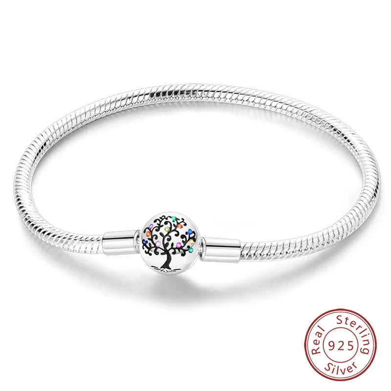 سوار فضة عيار 925 أصلي بطول 17-20 سم على شكل نجمة وقمر وشمس وأوراق برسيم خضراء وأساور من الزركون تناسب صنعها بنفسك وهدايا أعياد الميلاد