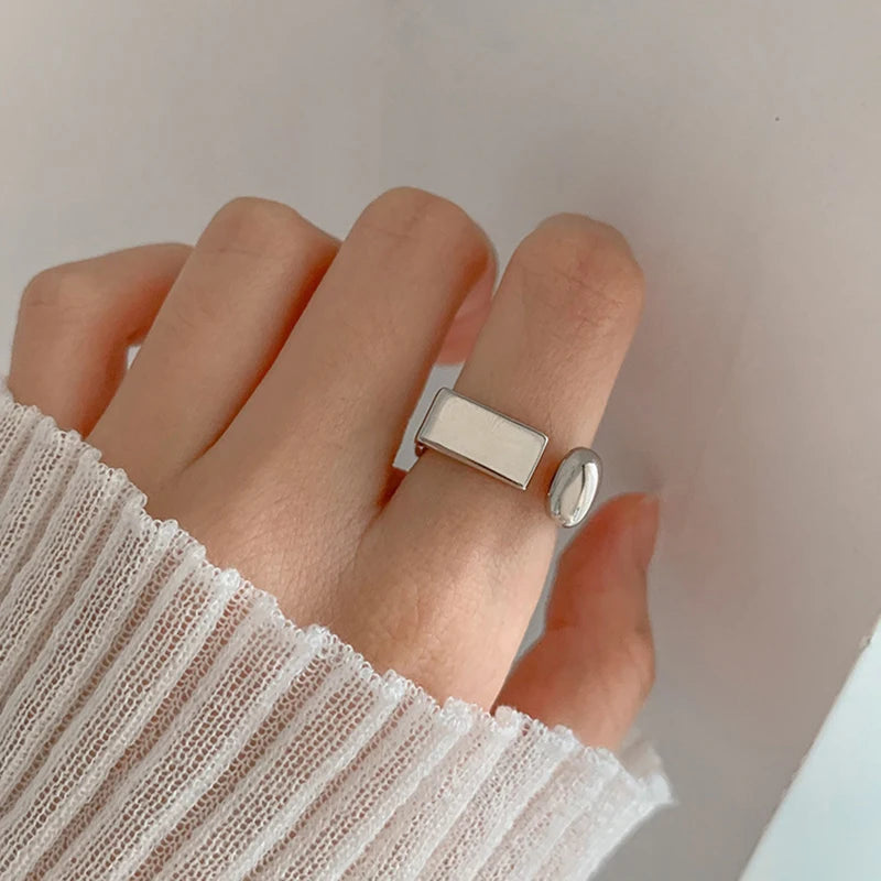 خاتم فينتفيل من الفضة الإسترليني عيار 925 للنساء والفتيات، هدية مثالية بتصميم ريترو عصري فريد من نوعه، مجوهرات هندسية غير متماثلة، خدمة توصيل مباشرة