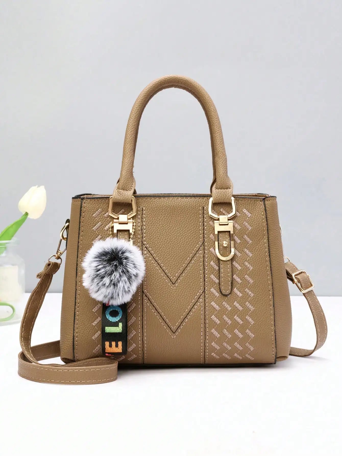 حقيبة كروس بودي مطرزة عصرية ذات سعة كبيرة للنساء، حقيبة يد للاستخدام اليومي