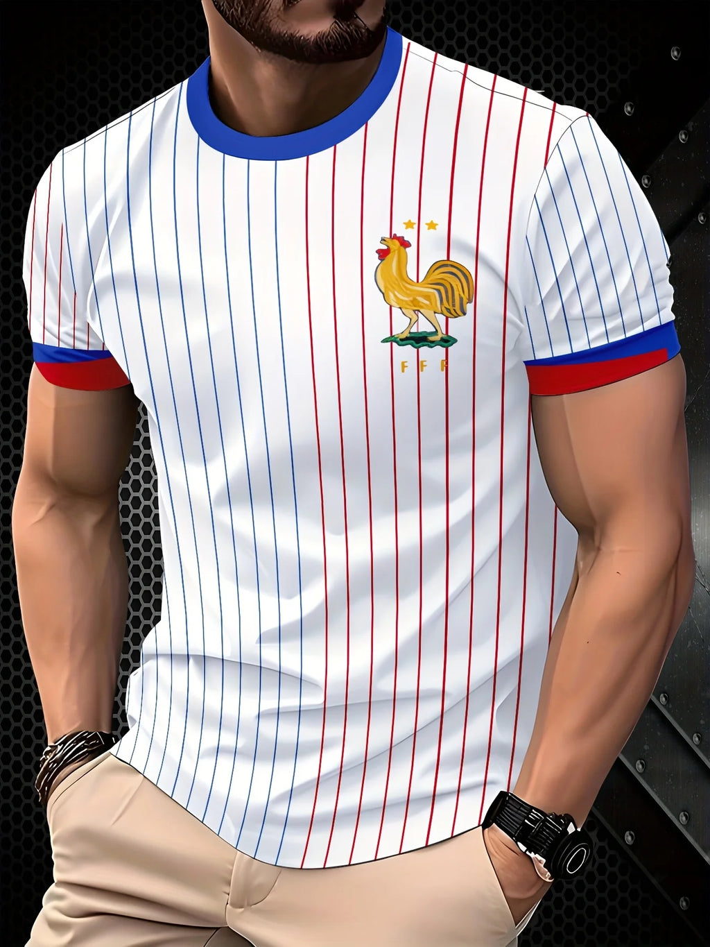 قمصان كرة القدم الفرنسية للرجال وكنزات المنتخب الوطني برقبة دائرية - مناسبة للمباريات والتدريبات والملابس الكاجوال وهدايا المشجعين