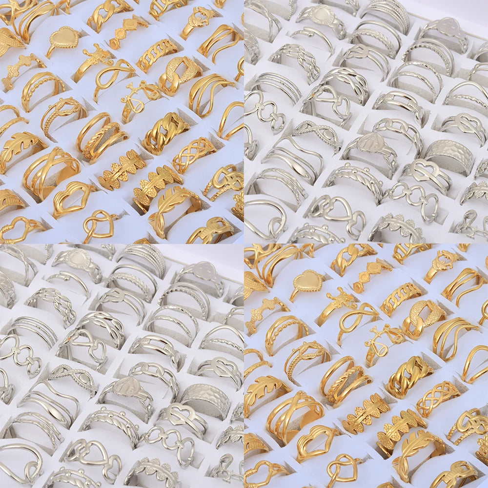 ٢٠ قطعة/مجموعة خواتم عتيقة قابلة للتعديل من الفولاذ المقاوم للصدأ، مصنوعة من مزيج من الفولاذ المقاوم للصدأ والتيتانيوم، مناسبة للرجال والنساء، خاتم إصبع للأزواج