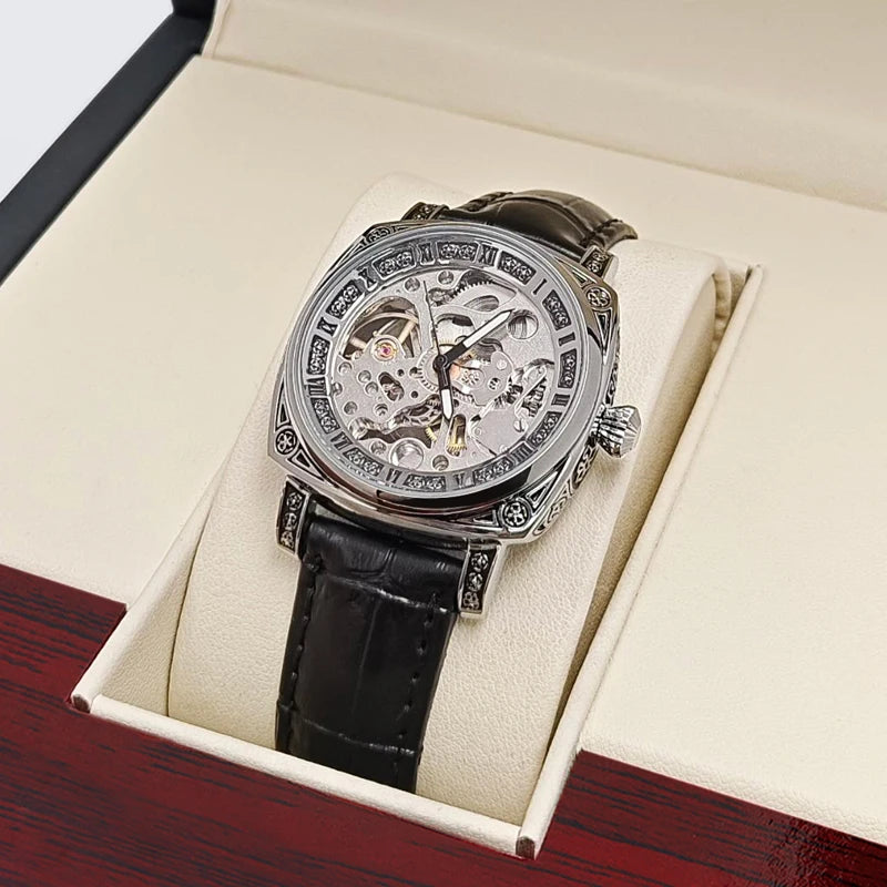 ساعة ميكانيكية نسائية فاخرة وخفيفة الوزن للأعمال الراقية، تصميم مجوف، لف أوتوماتيكي، طراز أوروبي وأمريكي، ساعة نسائية بسيطة ومزاج شخصي، عصرية، أفضل هدية لها