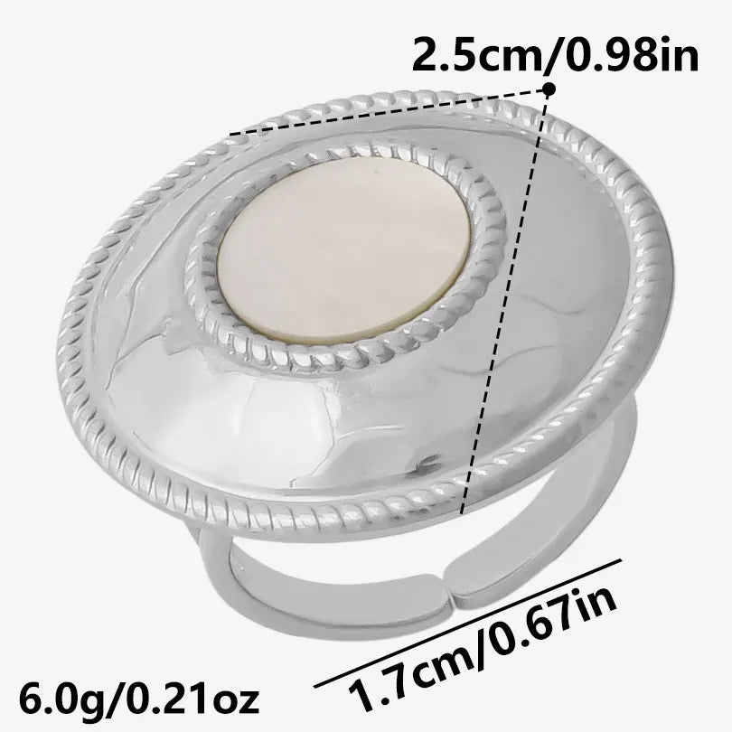 خاتم واحد عصري من الفولاذ المقاوم للصدأ، بتصميم هندسي مستوحى من البحر الطبيعي، مفتوح وسميك، بنمط صدفة بحرية، قطعة واحدة، مجوهرات نسائية عتيقة غير منتظمة