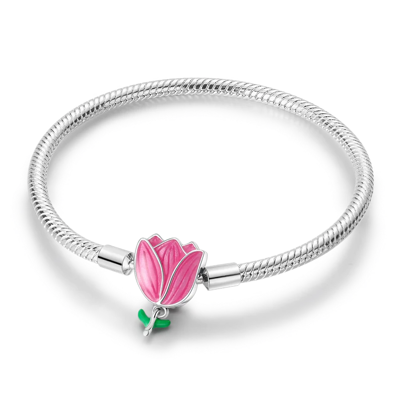 أساور من الفضة الإسترلينية عيار 925 بطول 17-20 سم على شكل فراشة على شكل ورقة البرسيم الأصلية تناسب خرز سحر DIY مجوهرات نسائية أنيقة