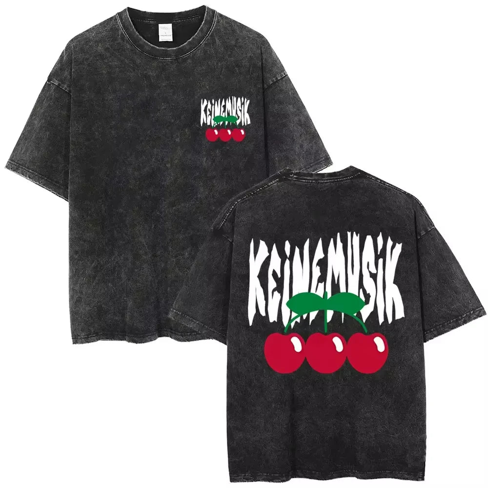 تي شيرت رجالي عتيق مغسول صيفي Keinemusik X Pacha قطني بأكمام قصيرة تي شيرت ملابس الشارع للنساء بديل هيفي ميتال هيب هوب