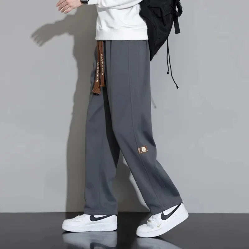 Men's Casual Pants, Men's Spring and Autumn New Style, Hanging Solid Color Sports Pants, Men Loose Straight Leg Wide Leg Pants