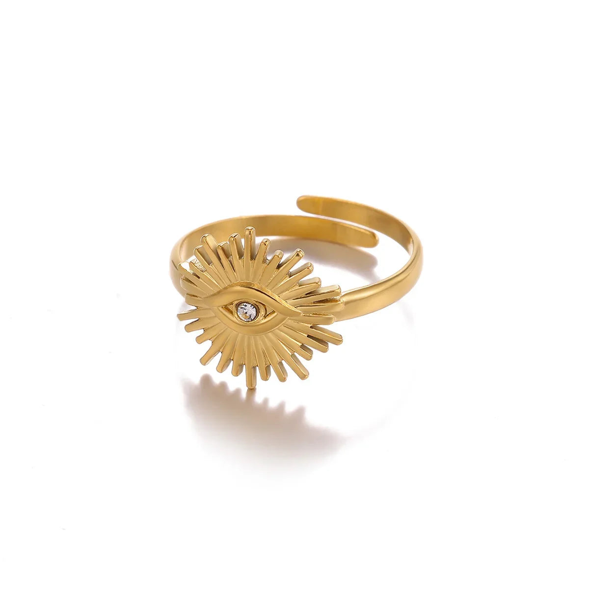 خواتم صغيرة من الزركون من الفولاذ المقاوم للصدأ للنساء، خاتم ذهبي اللون رائع بتصميم الشمس، طبقتين، إكسسوار بانك هيب هوب، هدية مجوهرات