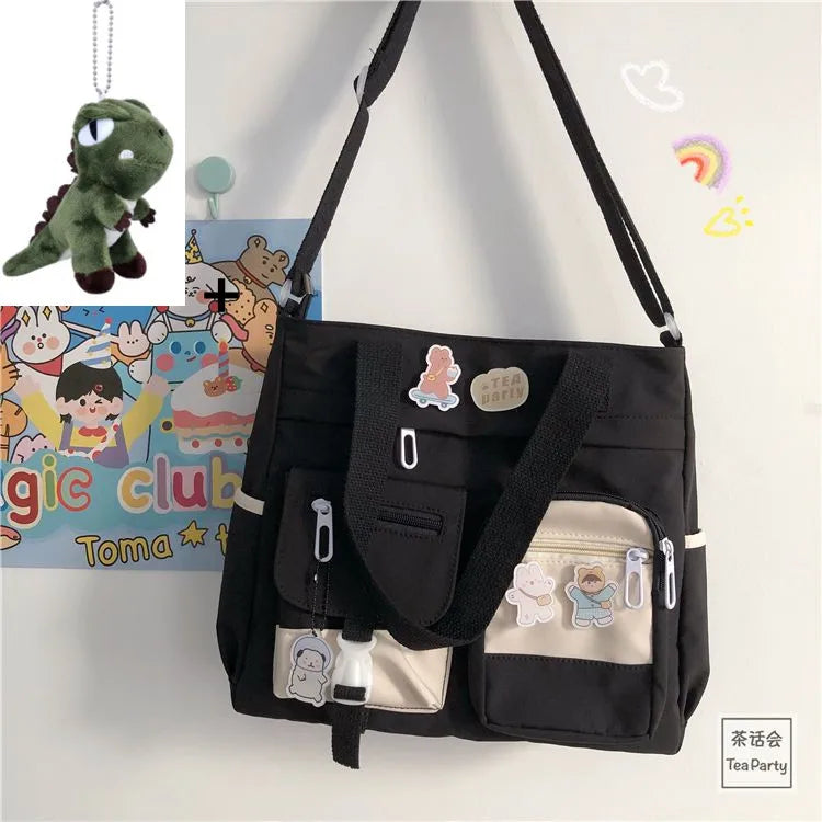 حقيبة يد نسائية من القماش النايلون المقاوم للماء، حقيبة كتف، حقيبة رسول يابانية، حقيبة كروس مدرسية للطالبات، حقيبة كتف للبنات