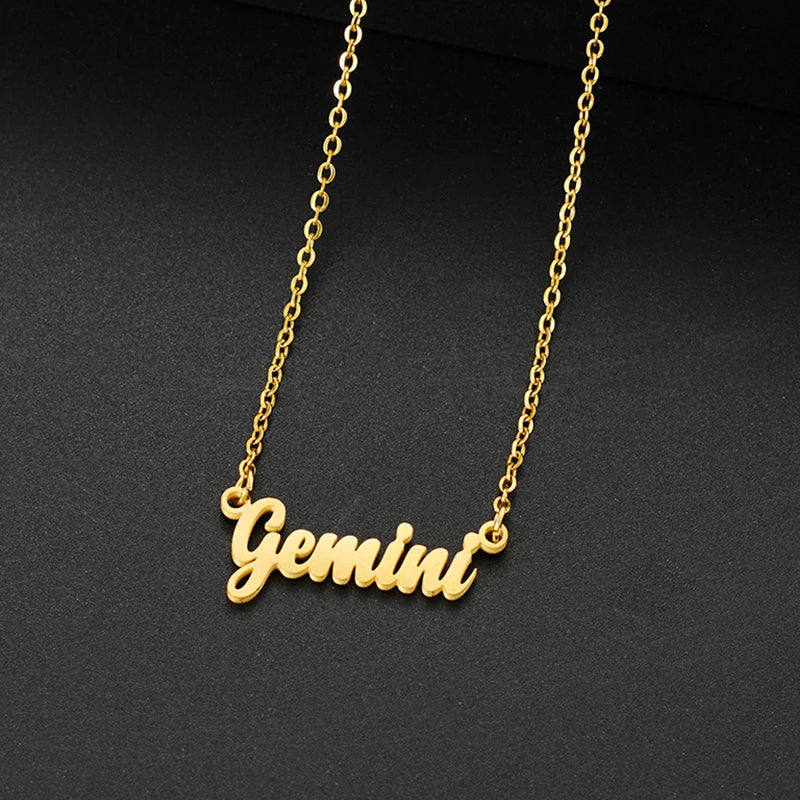 Stainless Steel 12 Zodiac Constellation Necklace for Women Aries Gemini Aquarius Pisces Leo Pendants Necklaces Astrology Jewelry