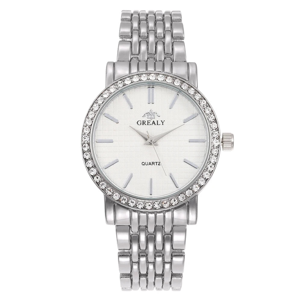 ساعات نسائية عصرية جديدة، ساعات يد أنيقة وبسيطة مرصعة بأحجار الراين، ساعات كوارتز فاخرة للنساء، ساعات ذهبية نسائية، ساعات ريلوجيو فيمينينو
