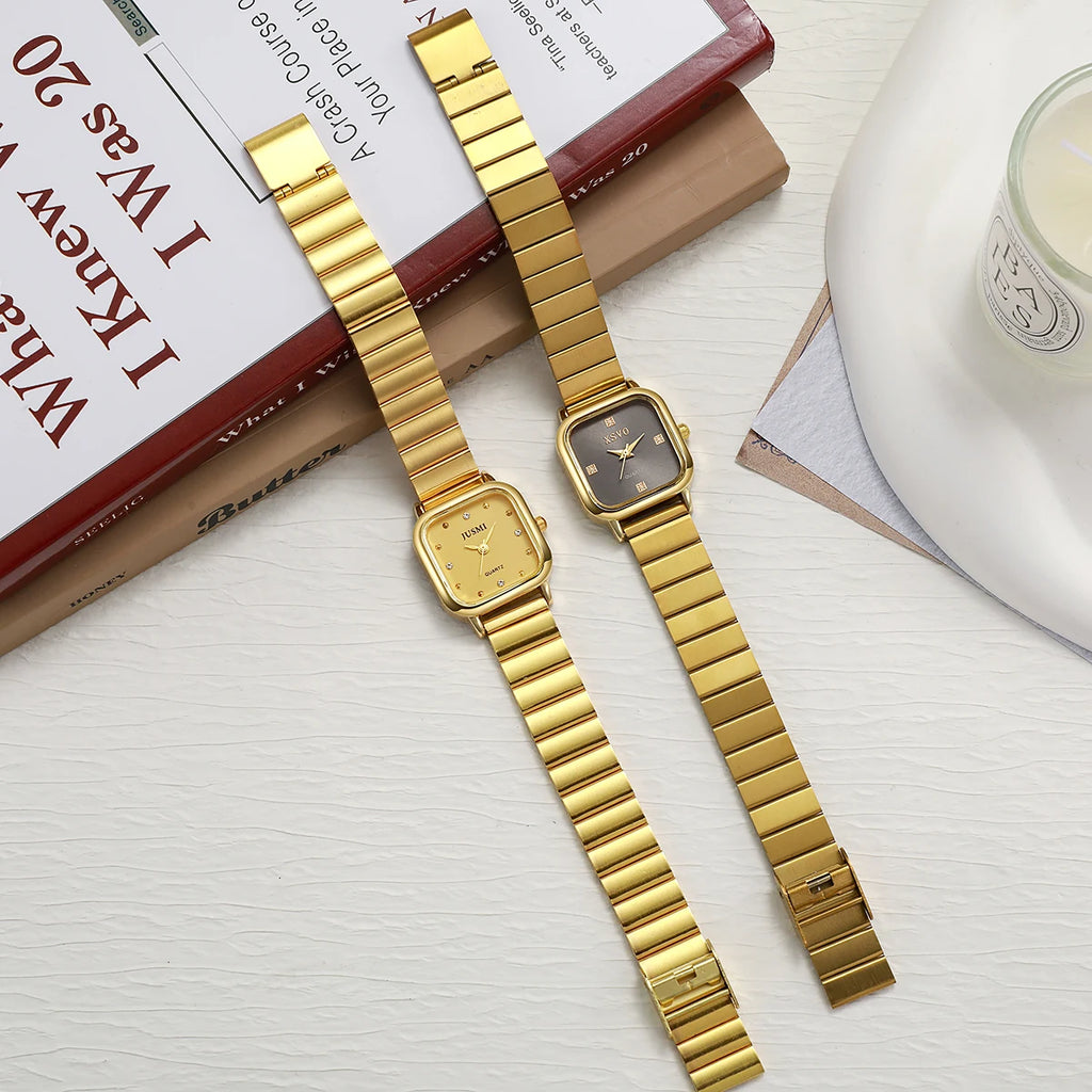 ساعة كوارتز نسائية أنيقة وبسيطة، مصنوعة من سبيكة معدنية، مناسبة كهدية للهالوين أو عيد الميلاد.