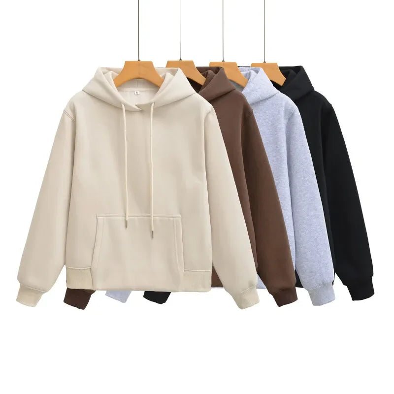 سويت شيرت بغطاء للرأس للنساء كاجوال، تي شيرت، بلوفر بسيط بأكمام طويلة، ملابس رياضية نسائية للخريف، ملابس الشارع